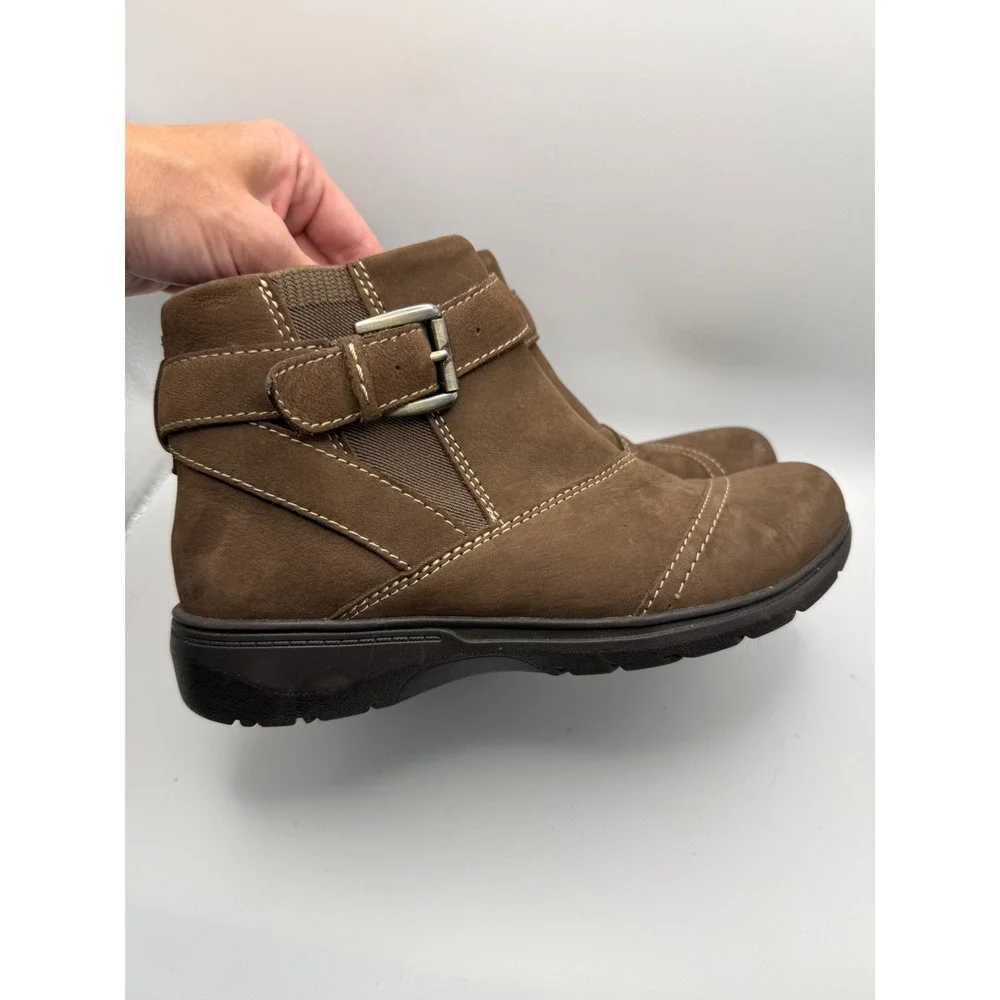 Clarks Collection Ankle Boots Womens 6.5 Brown Leather Buckle Zip 261750414040